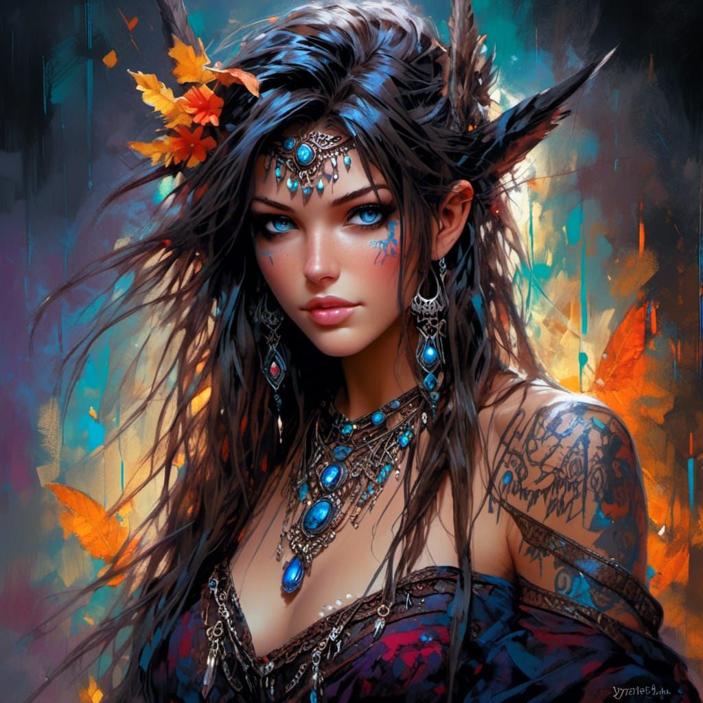Beautiful Mage in Oil Painting, World of Warcraft Style