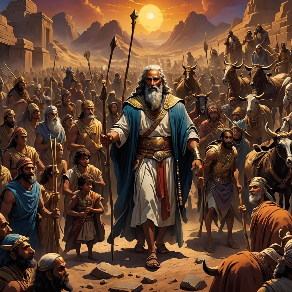 Moses Leads Hebrews in Epic Biblical Fantasy Art