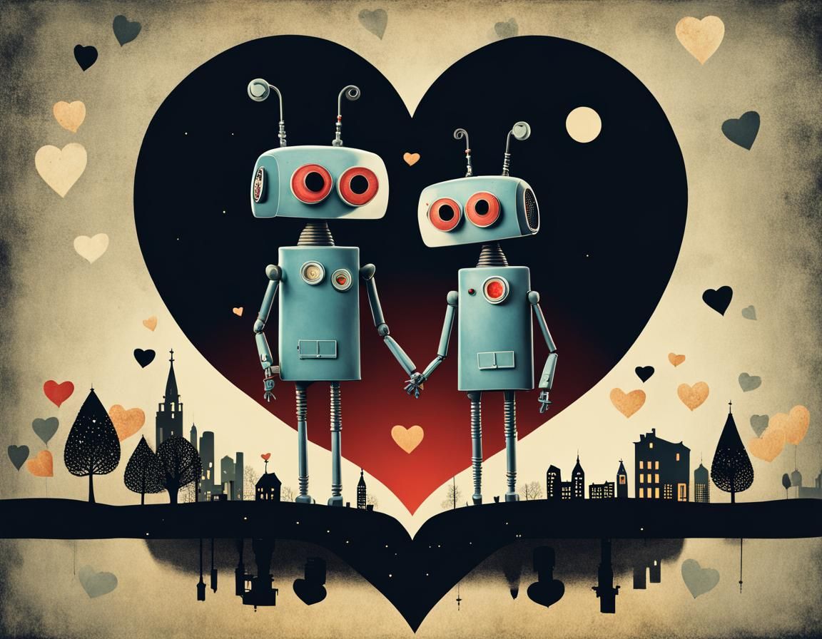 Robots in Love: Retro Photomontage Art