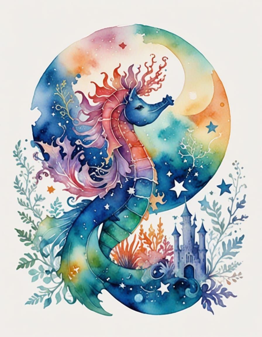 Watercolor Seahorse