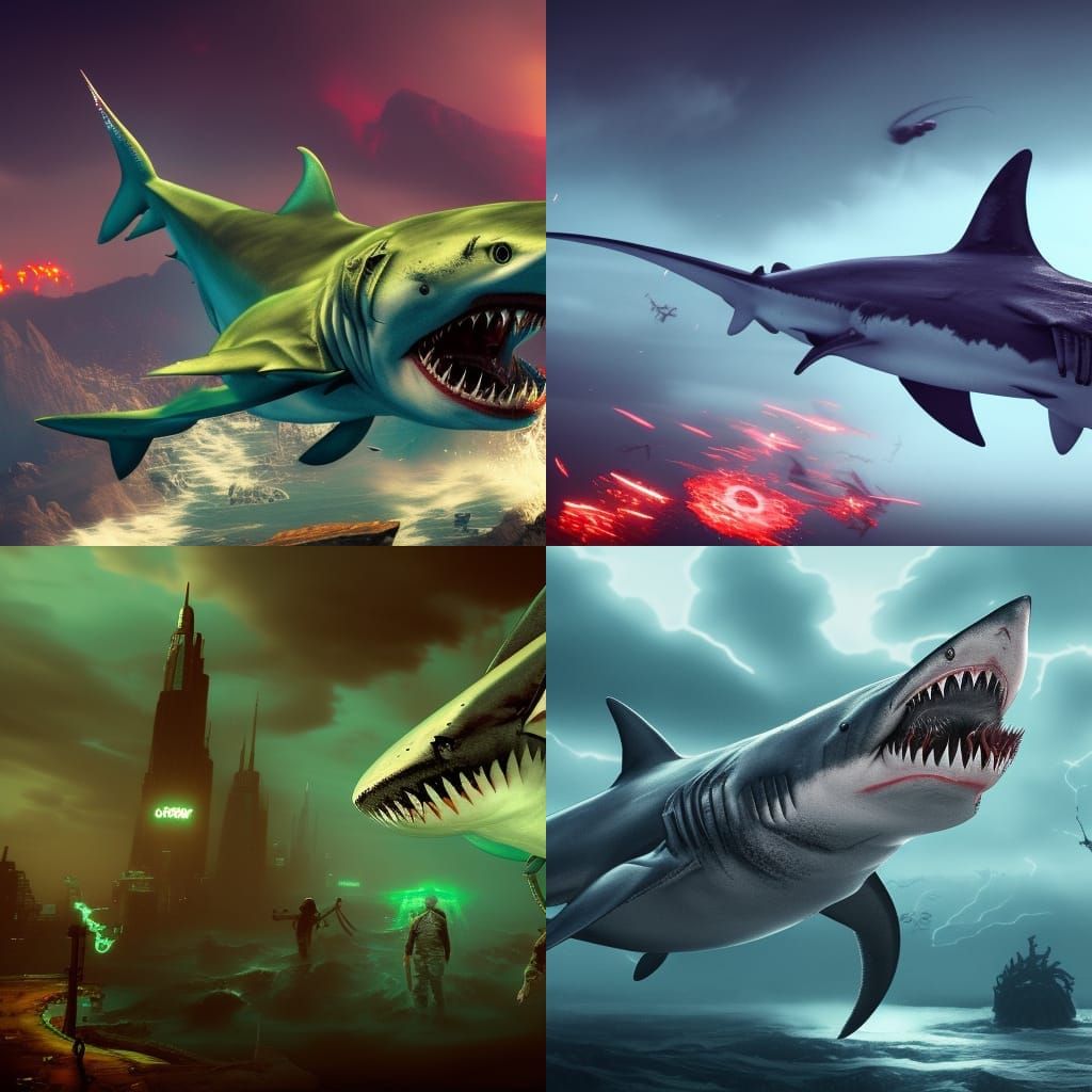 Radioactive Sharknado: Detailed Matte Painting in 8k