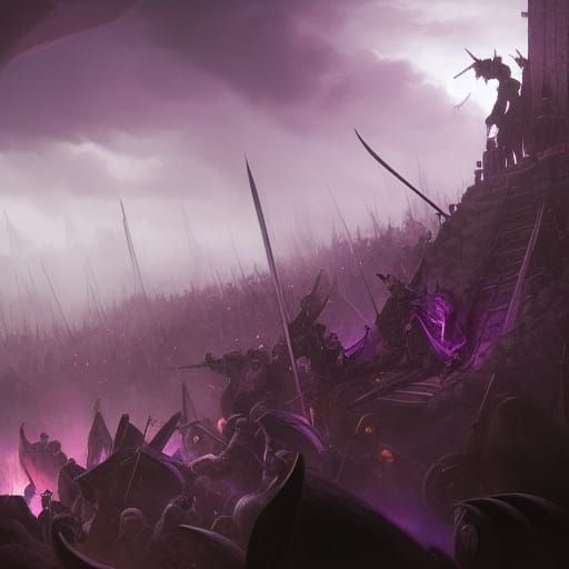 Vikings in Purple: A Dark Fantasy Battle Scene