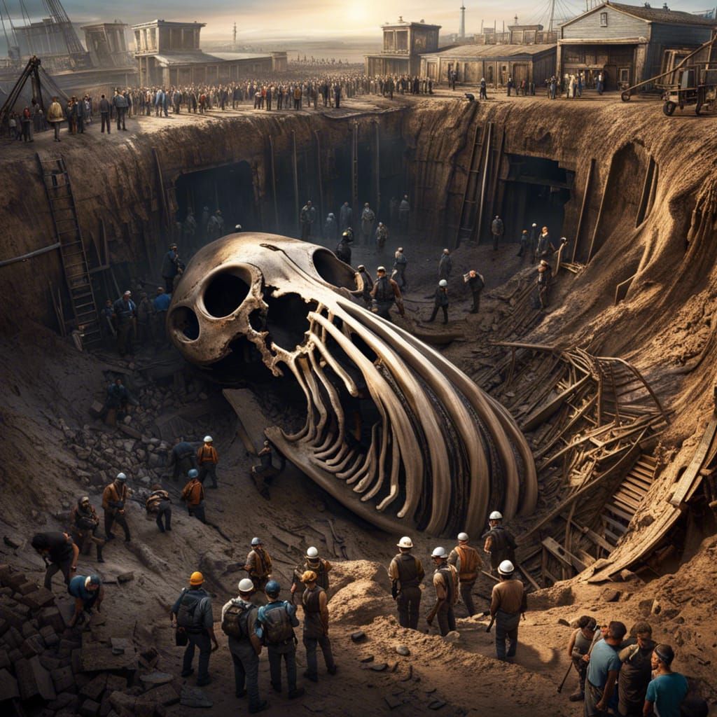 Excavation of Whale Skeleton in Post-Apocalyptic Sinkhole