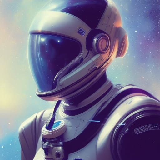 Astronaut Portrait in Space, Digital Concept Art