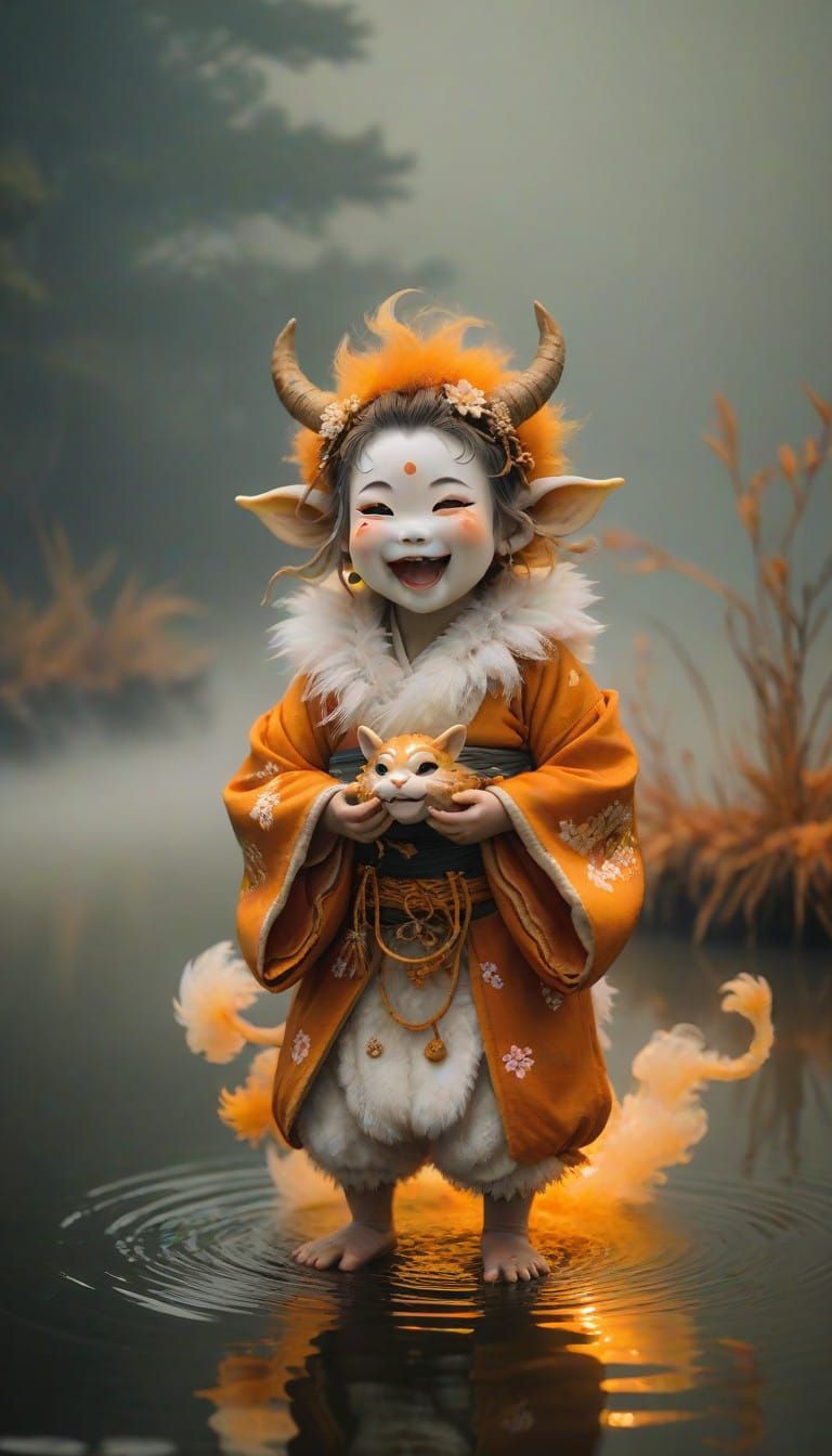 Mythical Dryad Portrait in Traditional Japanese Attire