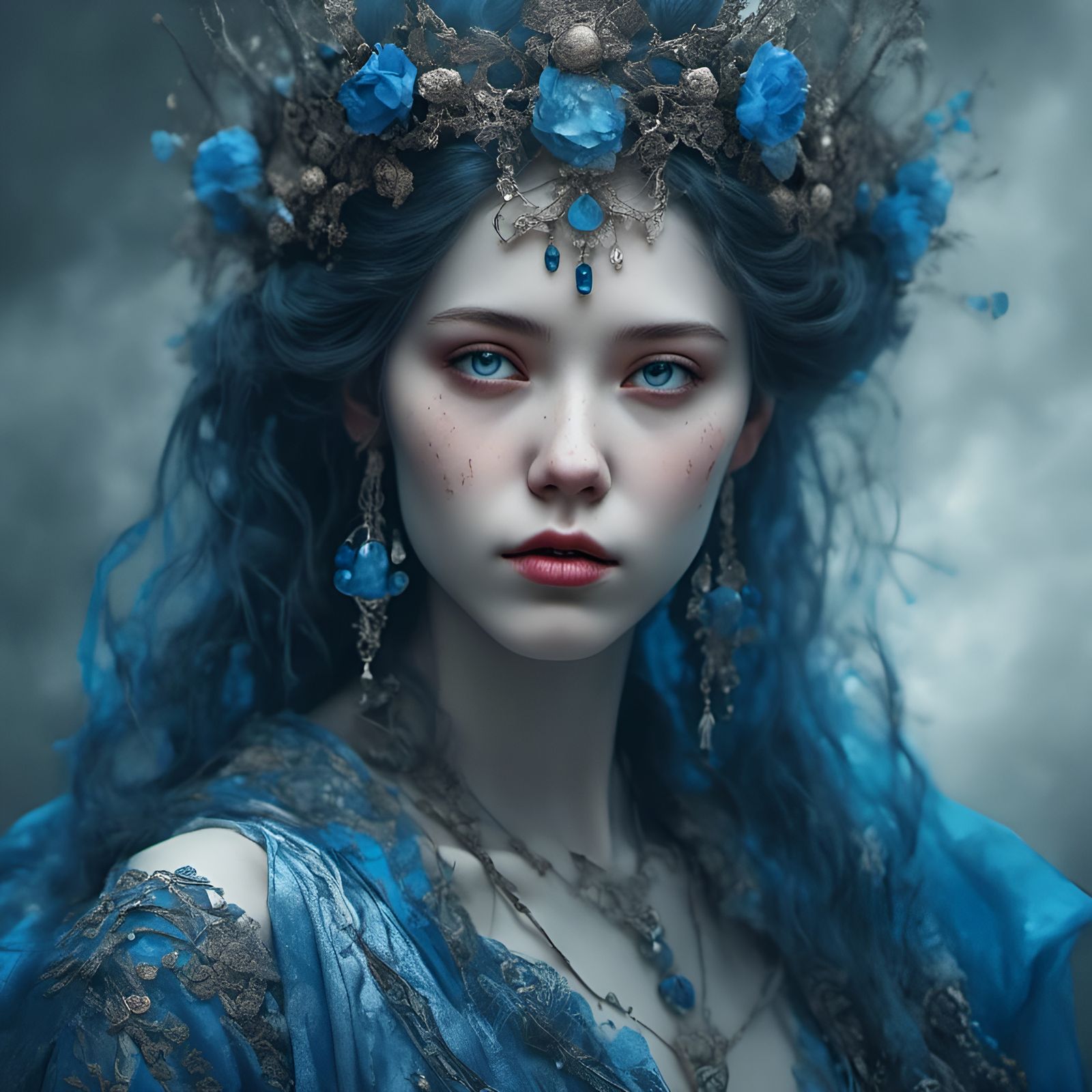 Ethereal Fairy Maiden Portrait in Selective Color