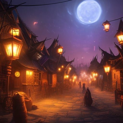 Magical Lanterns Light Witch Shantytown City