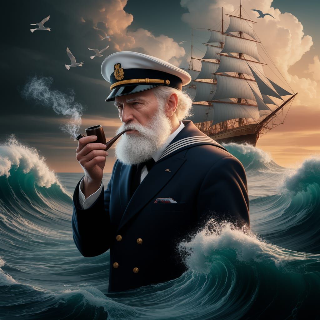 Elderly Sailor Contemplates Stormy Seas in Hopper Style