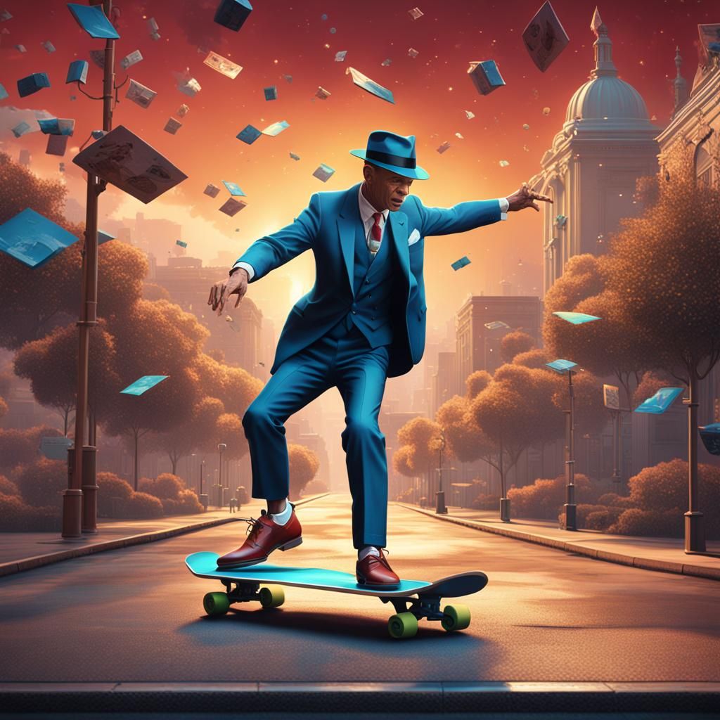 Frank Sinatra Kickflip: Detailed Matte Painting