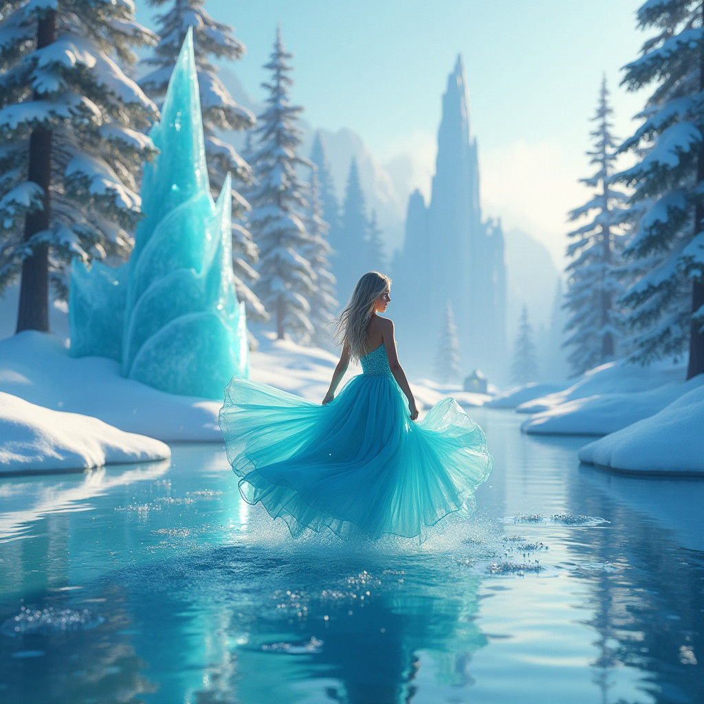 Ethereal Ice Skater in a Winter Dreamscape