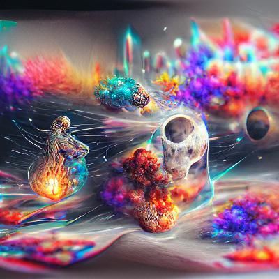 Cosmic Explosions in Holographic Astral Illustration