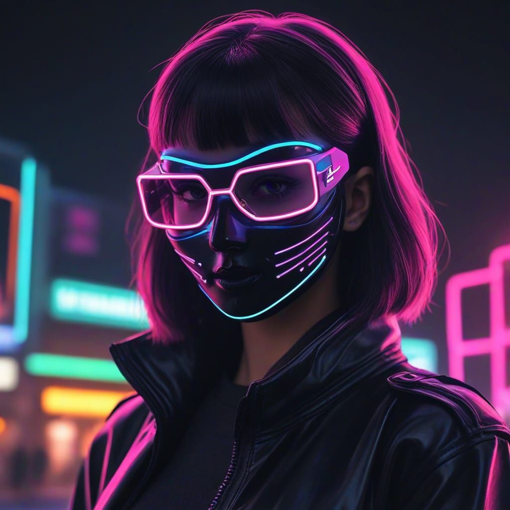 Glitching Cyberpunk Leader with Neon Glow
