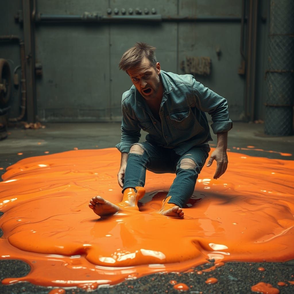 Man Trapped in Sticky Industrial Nightmare