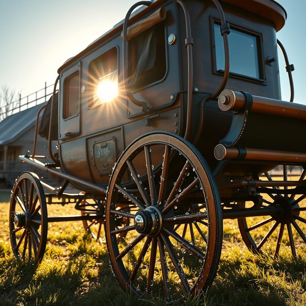 Dew-Kissed Stagecoach in Impressionist Sunlight