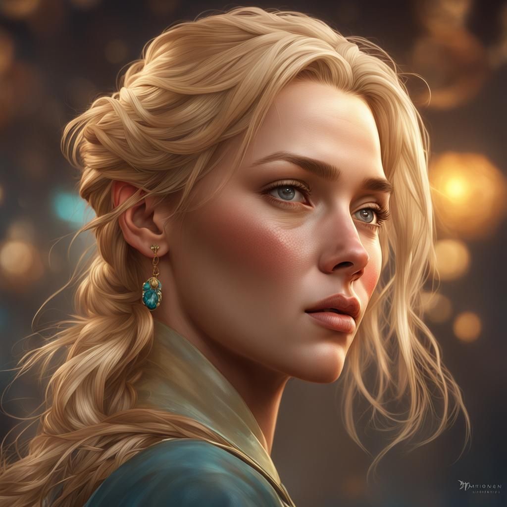 Hyperdetailed Portrait of a Realistic Blonde Woman