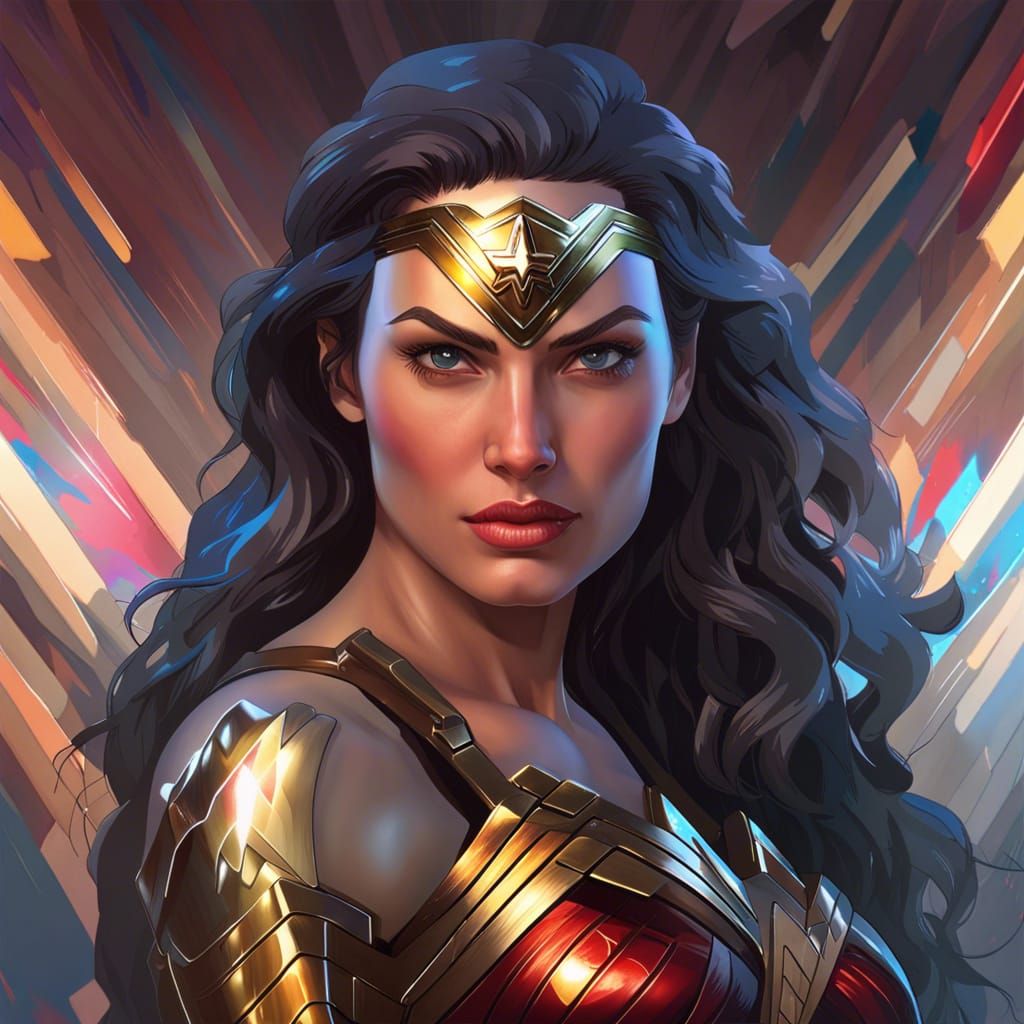 Wonder Woman Portrait in Art Nouveau Style