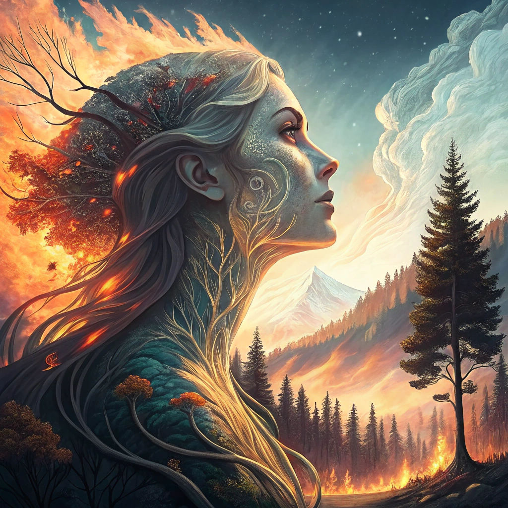 Mother Gaia Heals Forest: Abstract Digital Art