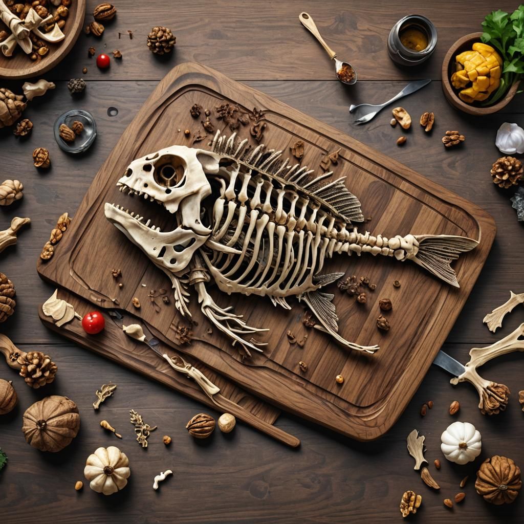 Lake Perch Skeleton: Detailed Matte Painting