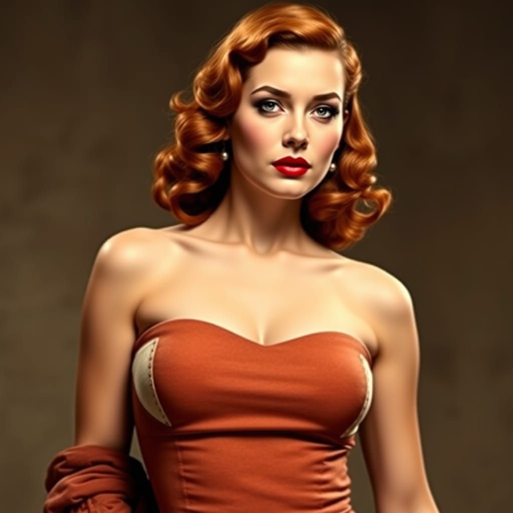 Elegant 1950s Beauty in Classic Art Deco Style