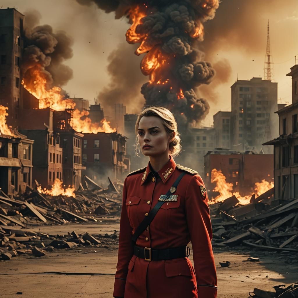 Margot Robbie as Red Army Commander in Burning City