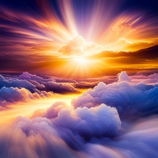 Magical Glittering Clouds with Lightning and Sunshine