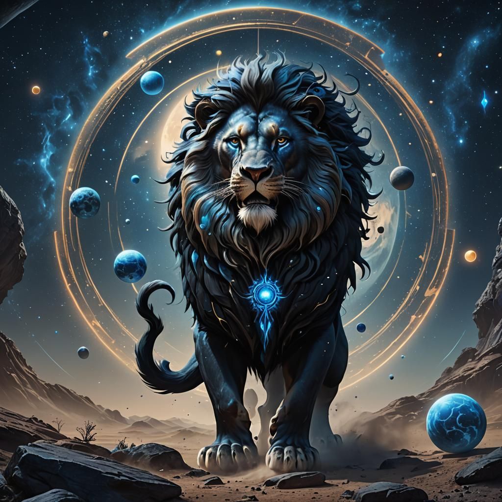 Blue-Faced Moon Lion with Jupiter Moons