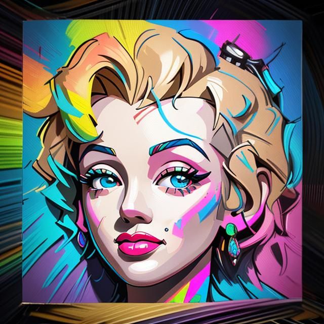 Marilyn Inspired Mosaic Portrait with Neon Graffiti