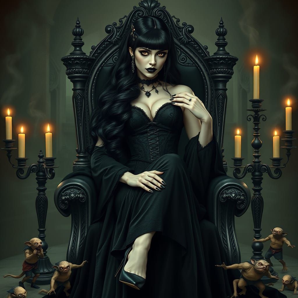 Regal Dark Goddess in Gothic Elegance