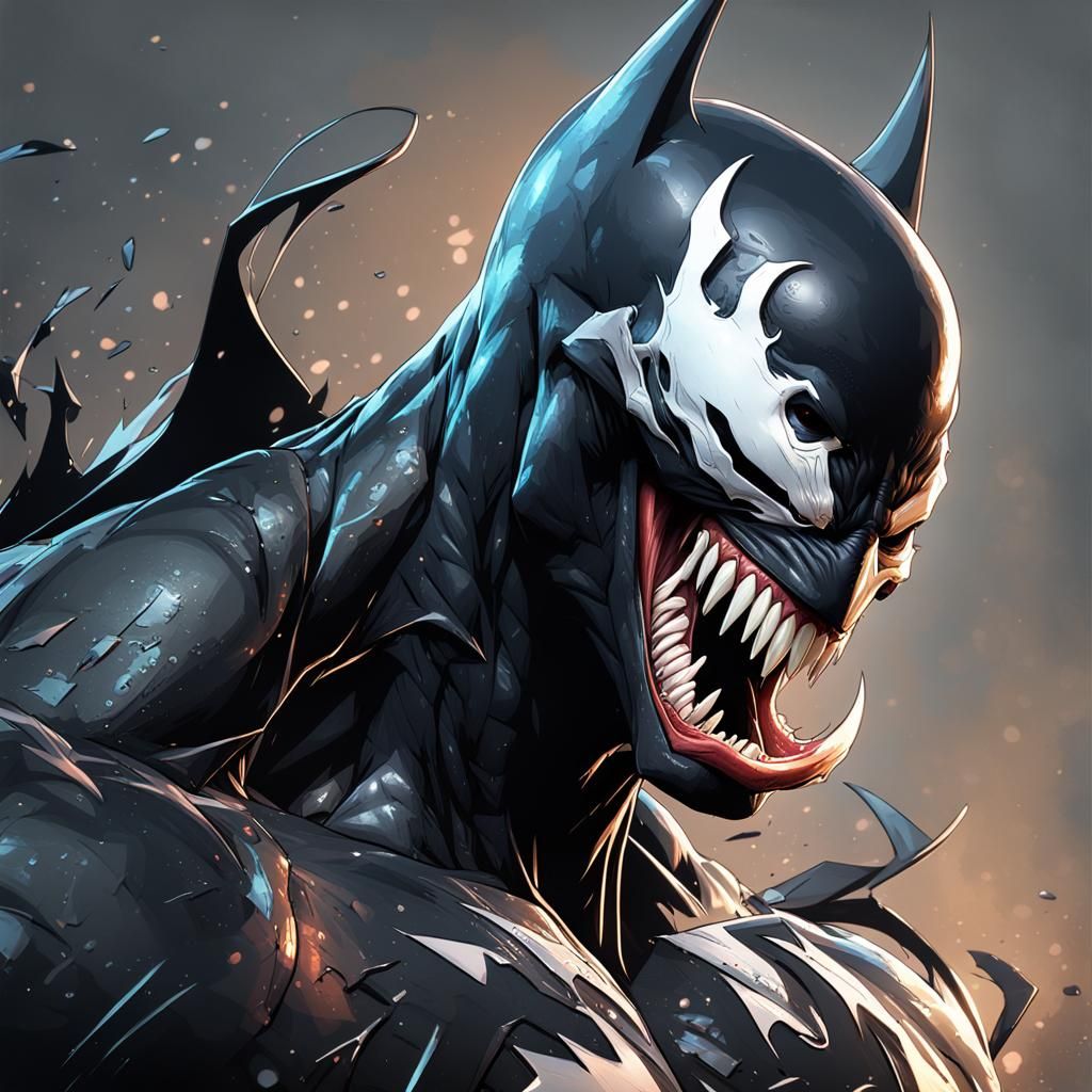 Hyperdetailed Venom Batman Portrait in Artgerm Style