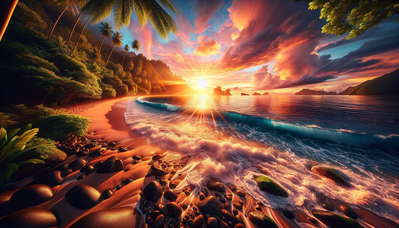 Tropical Beach Sunset in High Definition