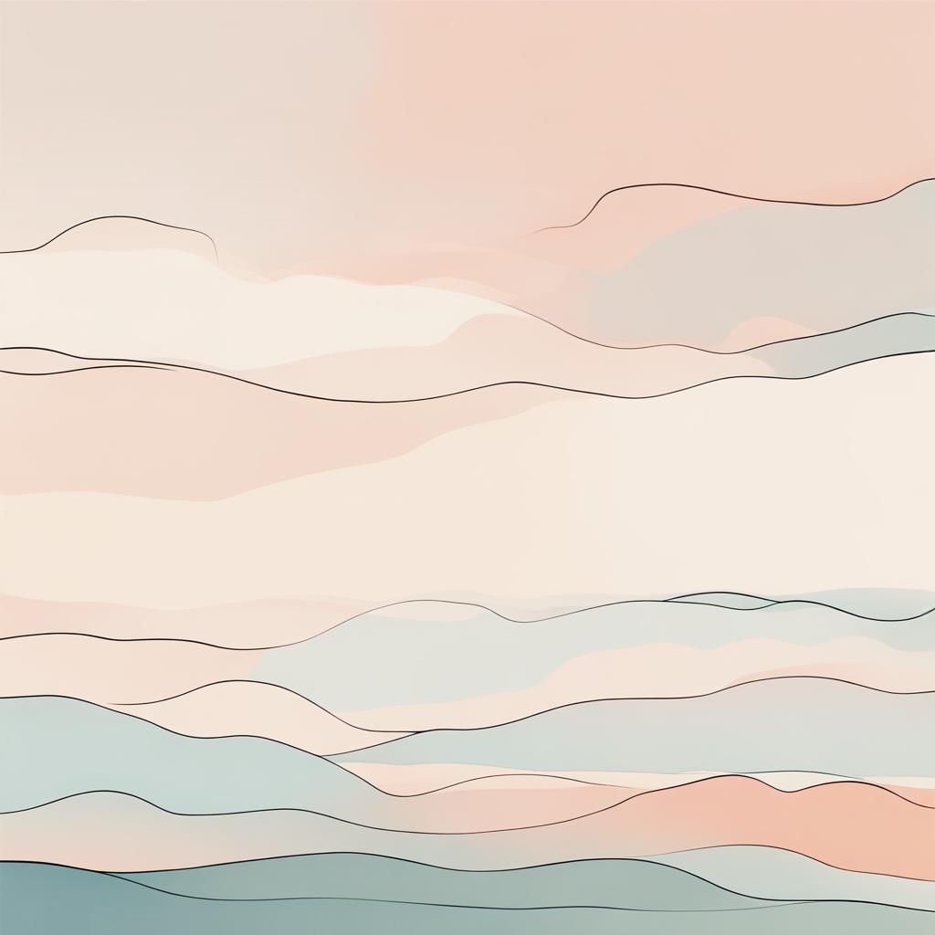 Minimalist Abstract Skyline Drawing in Soft Colors