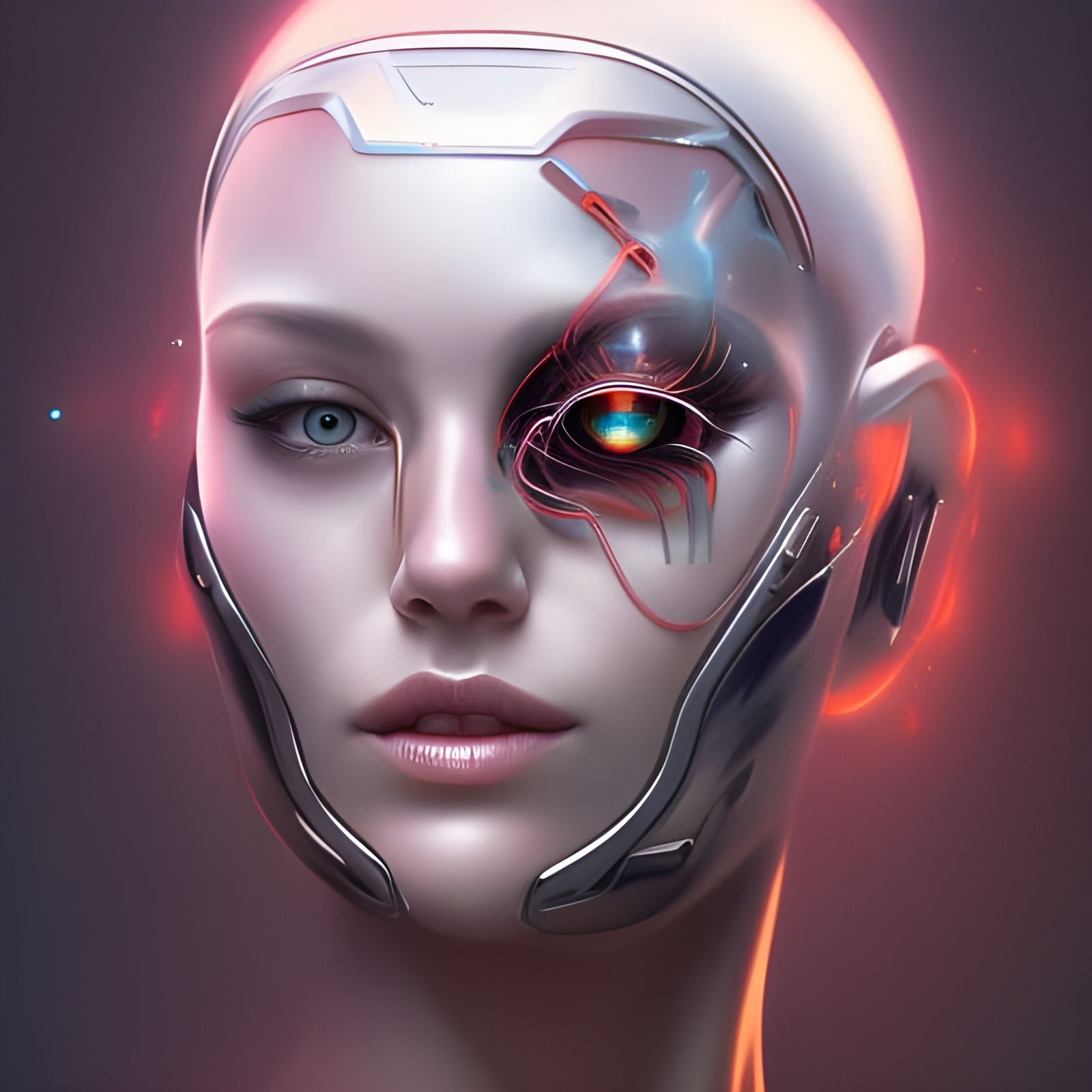 Cybernetic Woman Portrait in Hyperdetailed Style