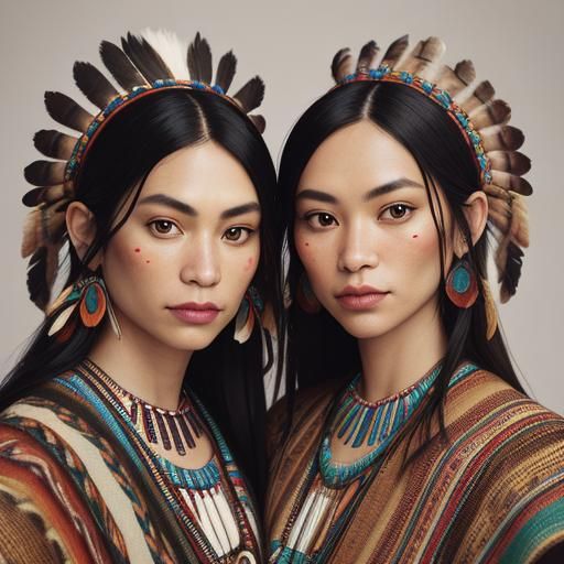 Sisters in Native American Regalia Portrait