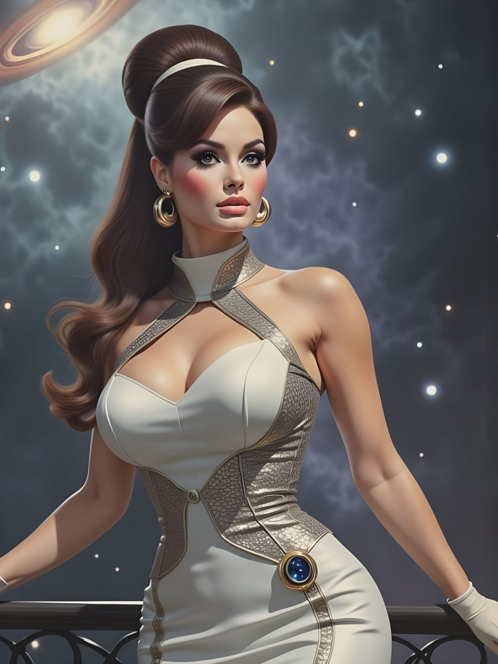 Regal Galactic Space Queen on Spaceship Balcony