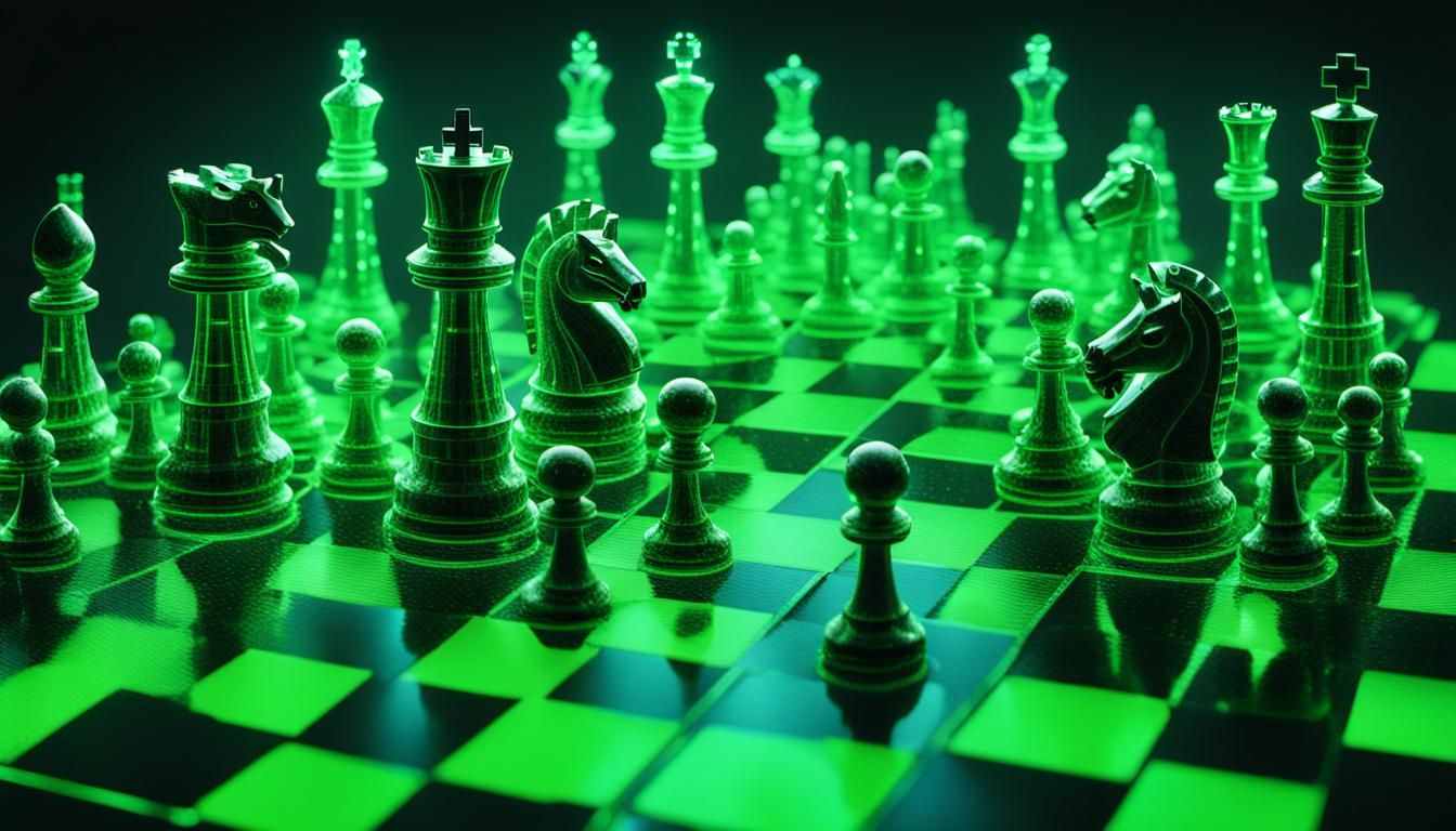 Cyberspace Chess Combat in Holographic TRON Style