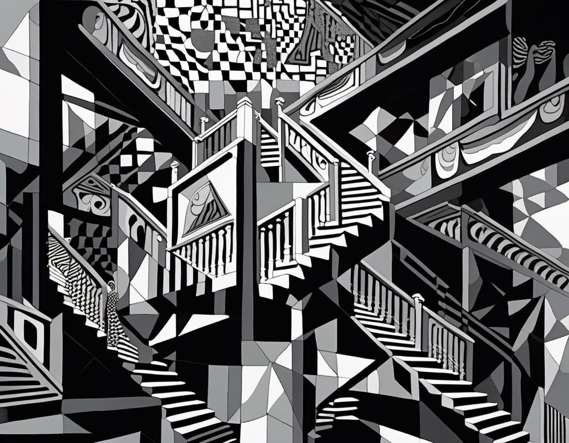 Escher and Klimt Inspired Abstract Geometric Staircase