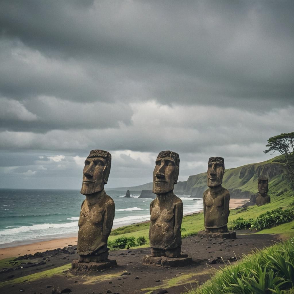 Majestic Easter Island Heads in Conceptual Photography