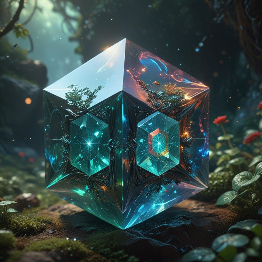 Iridescent Metatron's Cube Radiates Rainbow Hues in Cosmic B...