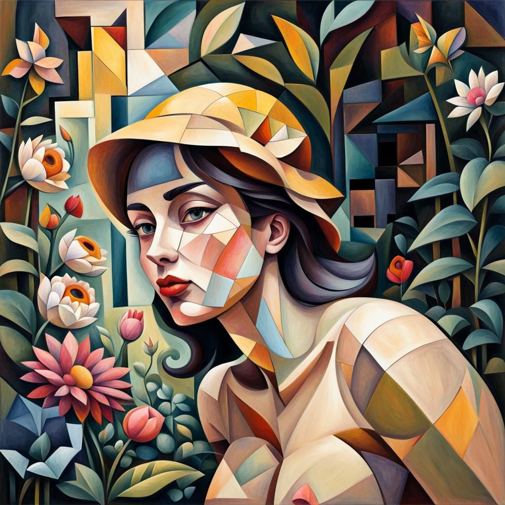Cubist Secret Flower Garden Art