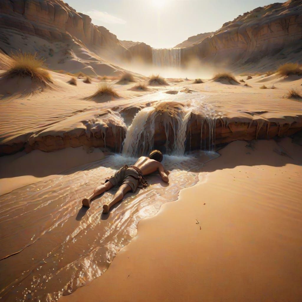 Ethereal Desert Oasis in a Vignette of Cinematic Splendor