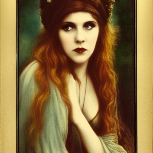 Young Actress in Silent Film, Rossetti Style