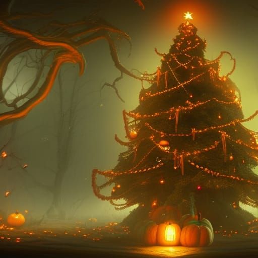Fantastical Halloween Christmas Tree Concept Art
