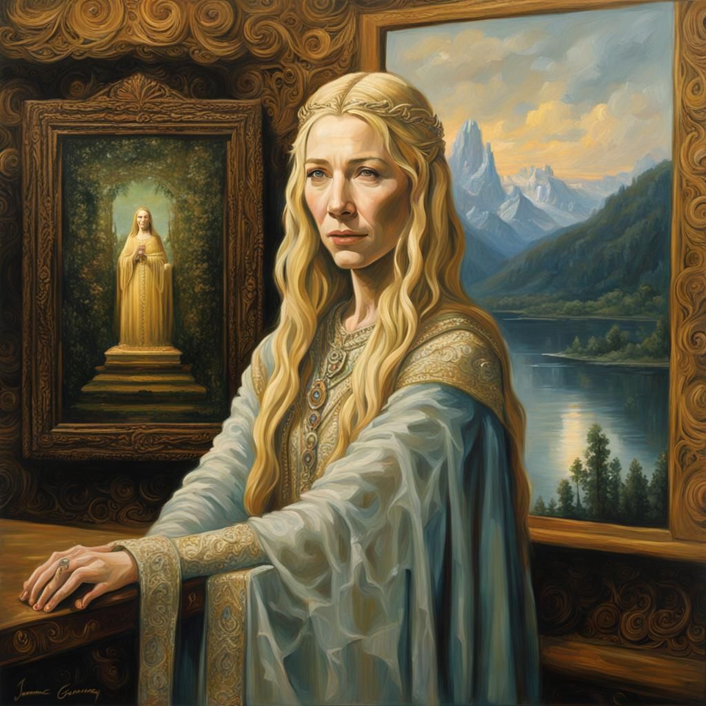 Galadriel as Mona Lisa in Oil Painting Style