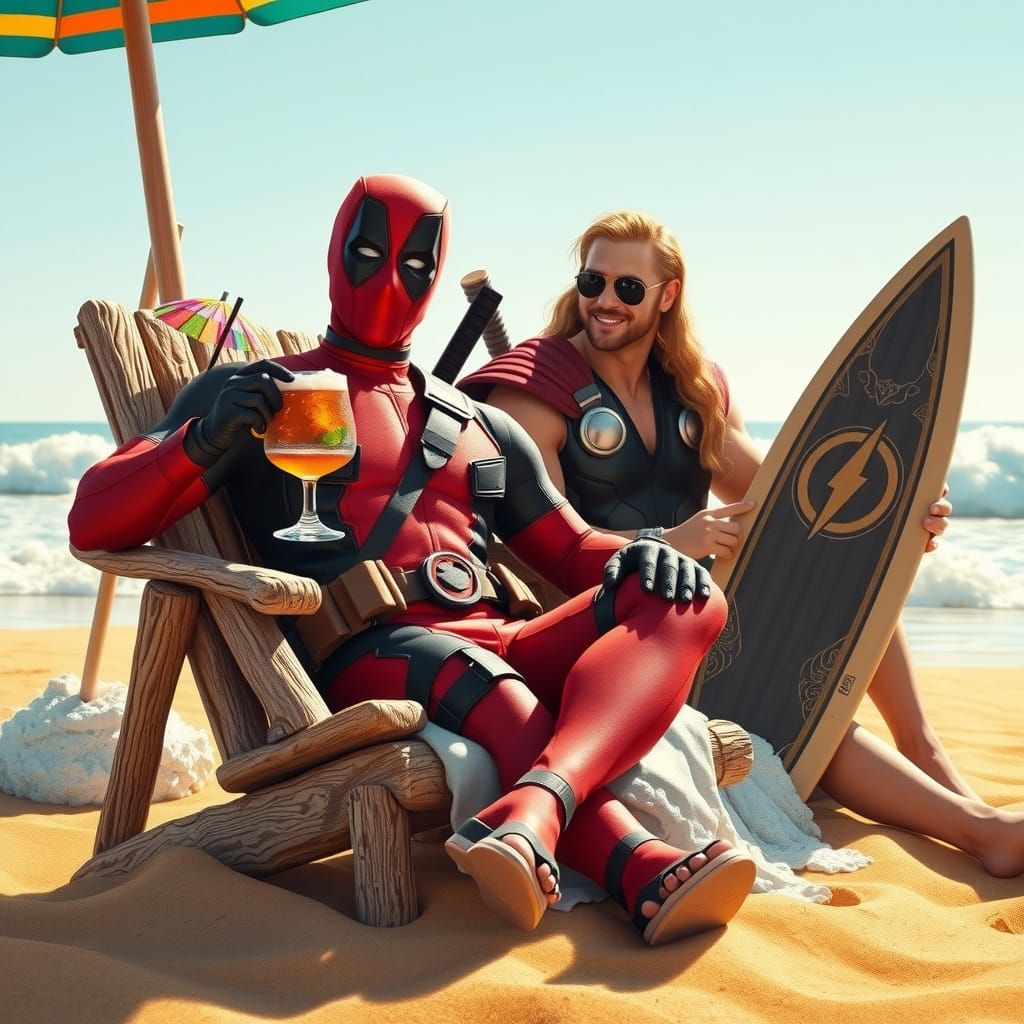 Deadpool and Thor Chilling