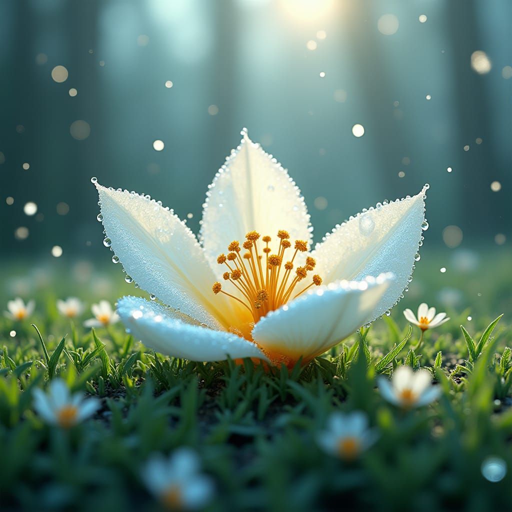 Raindrops on Flowers: Abstract Vector Art