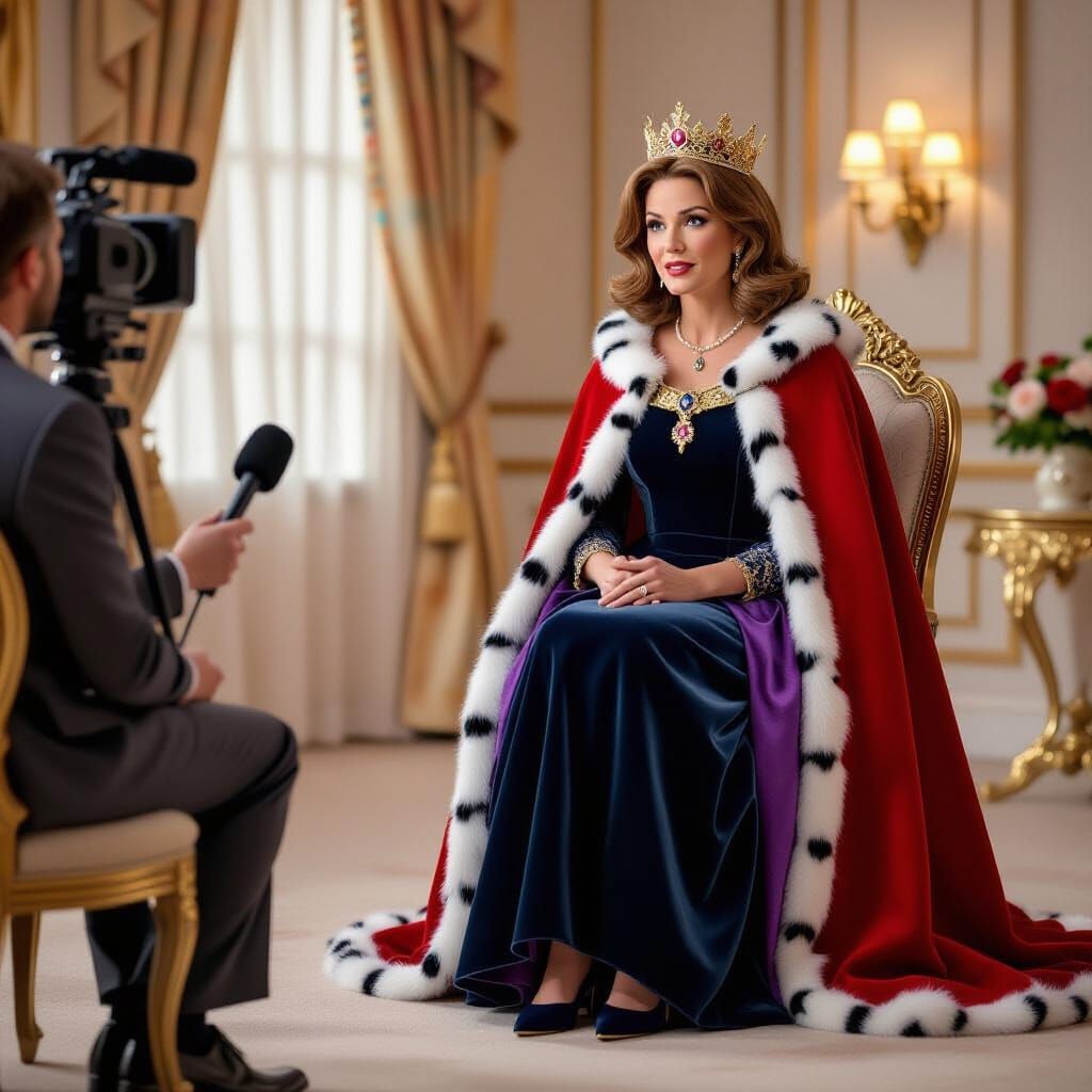 Queen Doris Chat Show Interview, Photorealistic Style