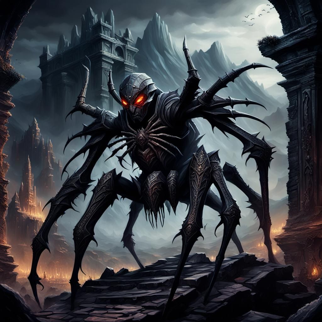 Drider in Ruins: Dark Fantasy Portrait