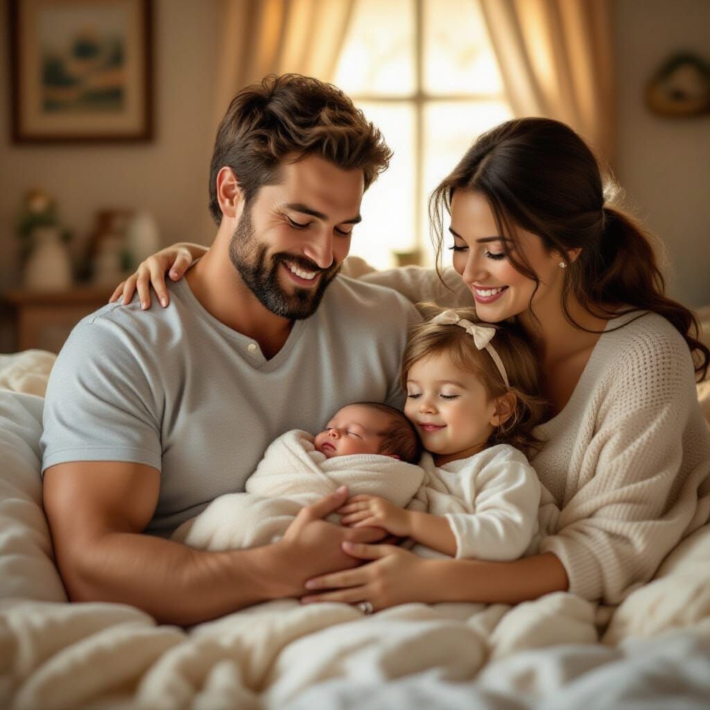 Heartwarming Family Portrait in Nostalgic Style