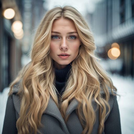Blonde Girl with Blue Eyes Portrait