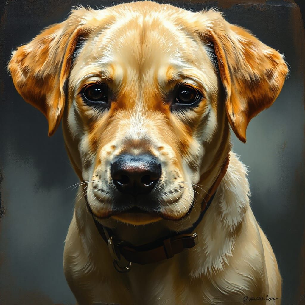 Yellow Lab Puppy Portrait: Renaissance Masterpiece